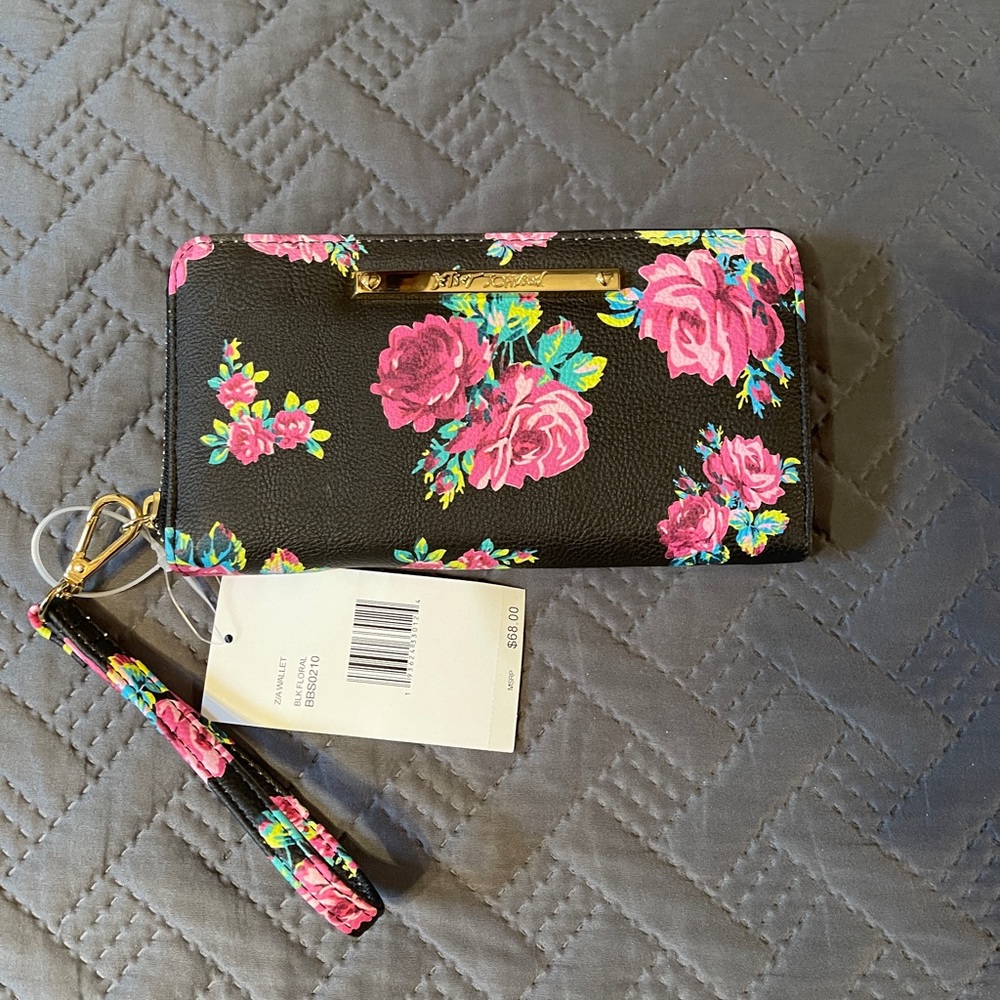 Betsey Johnson Floral Wallet Black NWT